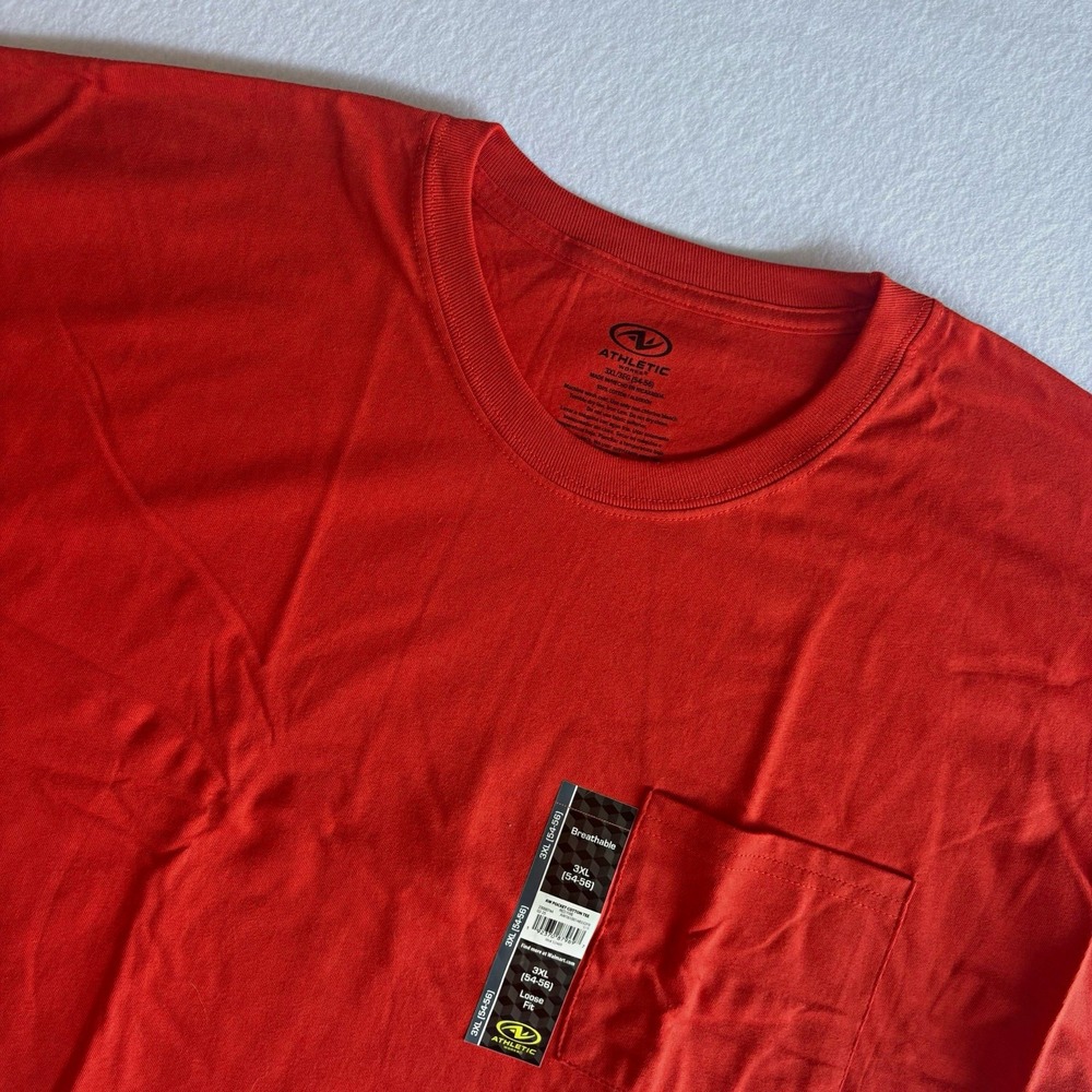 Athletic Works Men's Size 3XL (54-56) Breathable Loose Fit Red T-Shirt NWT